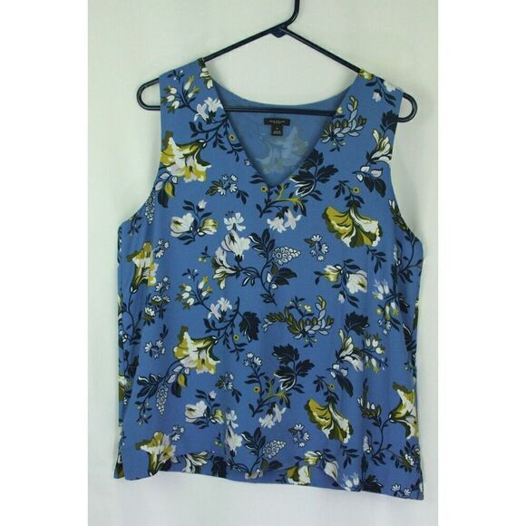 Ann Taylor Factory Floral Blouse Top Sleeveless Layered Lined Womens Medium - Picture 3 of 6